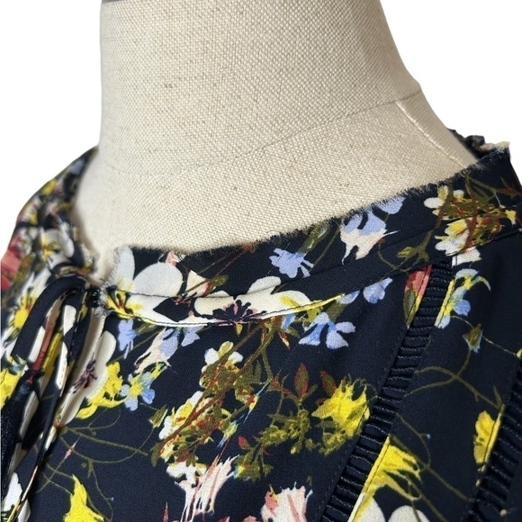 Banana Republic Black Blogger Fav Floral Valeri Long Sleeve Smocked Dress Small - Picture 4 of 16